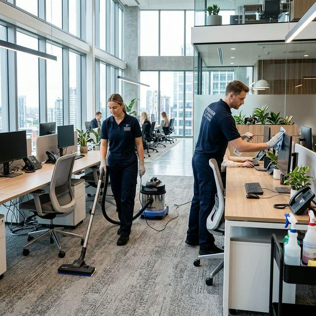 Professional commercial cleaning team